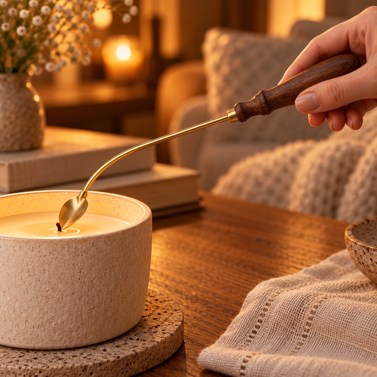Stillwater Brass Wick Dipper — alternate lifestyle view