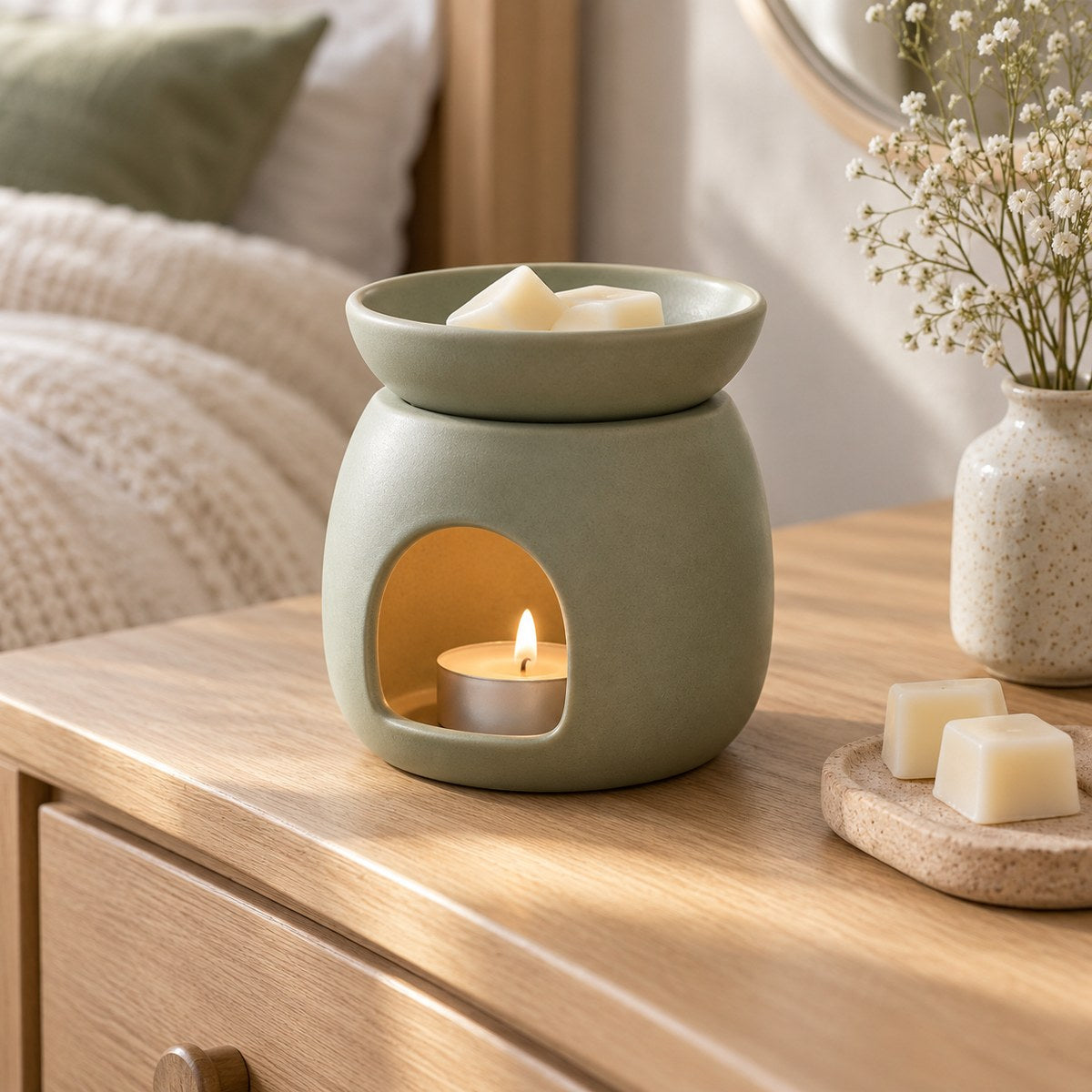 Sage Hearth Ceramic Wax Melt Warmer — primary lifestyle scene