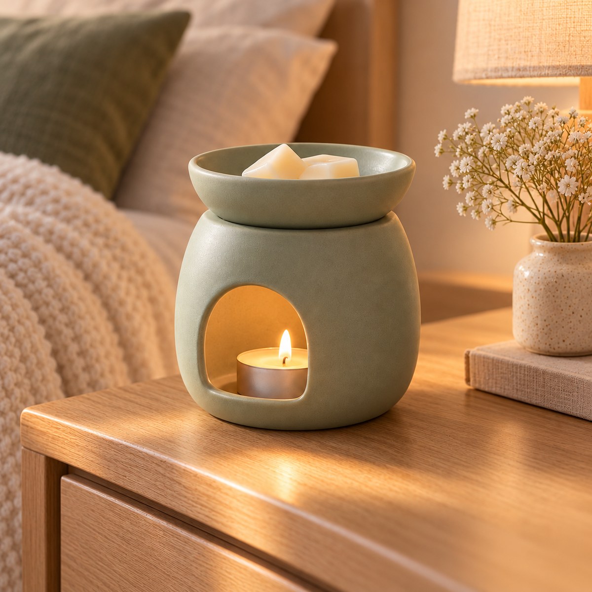 Sage Hearth Ceramic Wax Melt Warmer — alternate lifestyle view